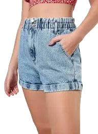 Short Jeans Feminino Azul Claro