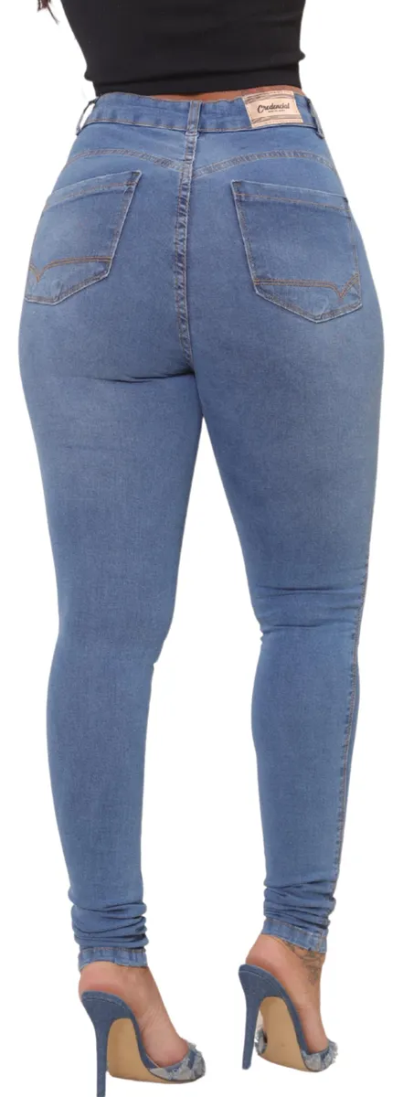 Calça Jeans Feminina Skinny Cintura Alta Stretch Confortável