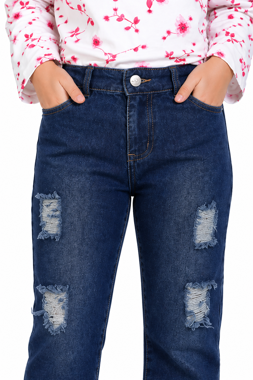 Calça Feminina Infantil Casual Reta Com Detalhes