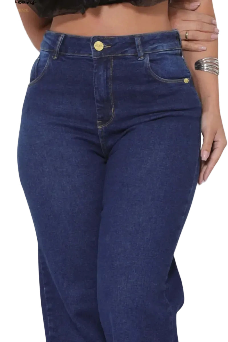 Calça Jeans Feminina Wide Leg Cintura Alta Sol Jeans