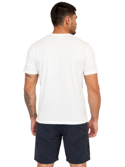 Camiseta Masculina Estampa Folhagem Manga Curta Branca