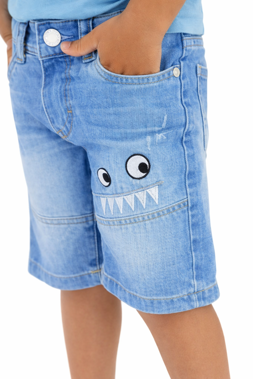Bermuda Jeans Masculina Infantil C/ Bordado