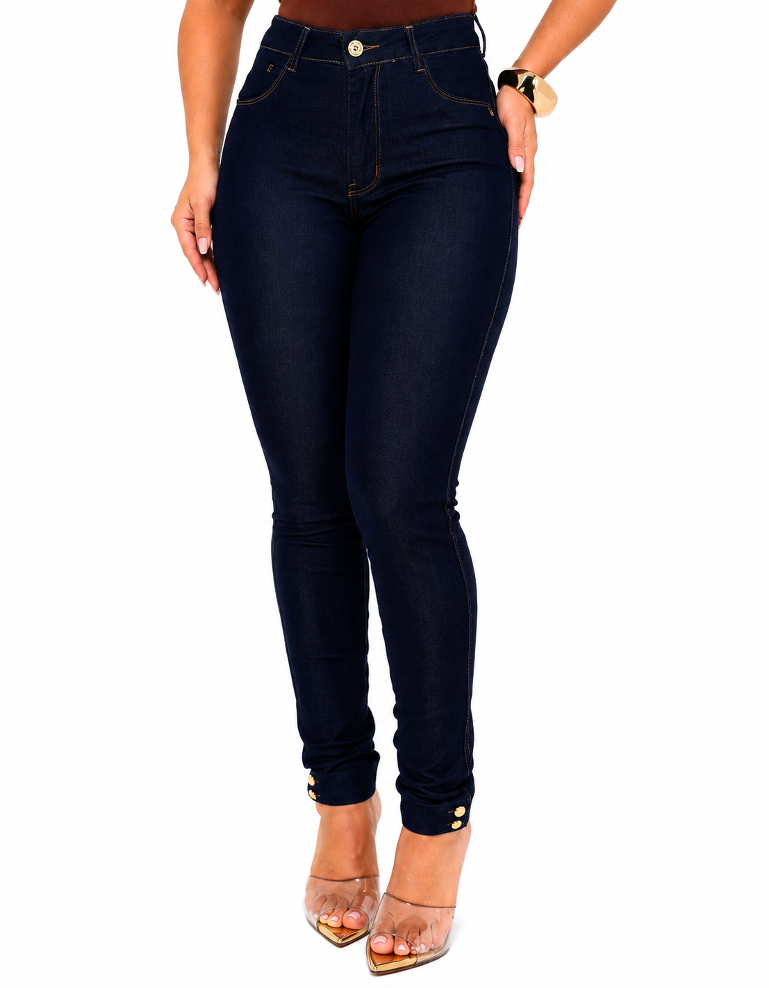 Calça Jeans Feminina Skinny Cintura Alta com Elastano