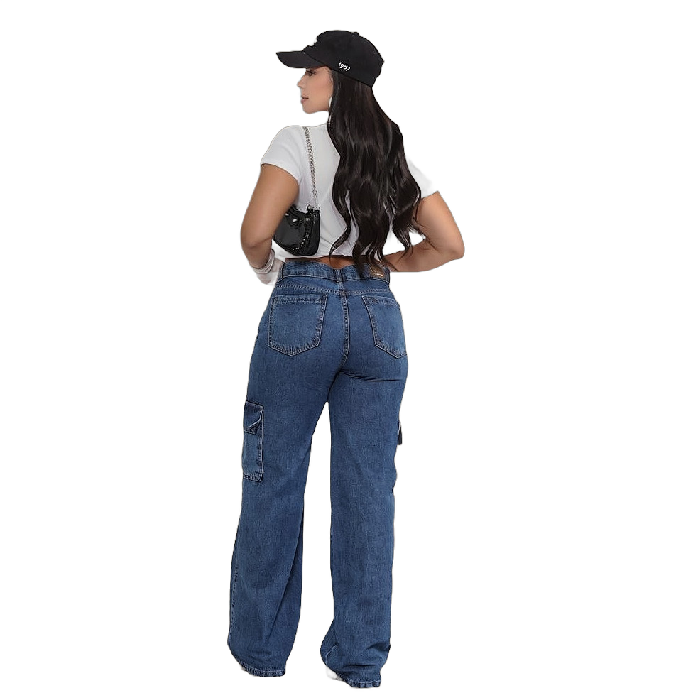 Calça Jeans Feminino Cargo Levanta Bumbum