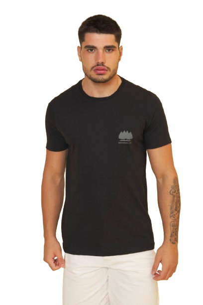 Camiseta Masculina Preta Estampada Manga Curta Casual