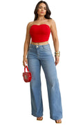 Calça jeans reta feminina Azul Claro