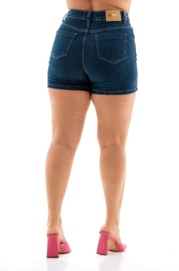 Shorts Jeans Feminino Hot Pants Elastano Cintura Alta