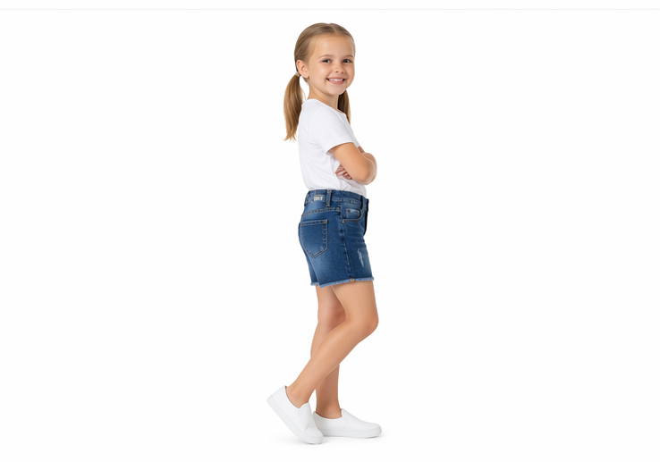 Shorts Jeans Infantil Azul Medio Menina