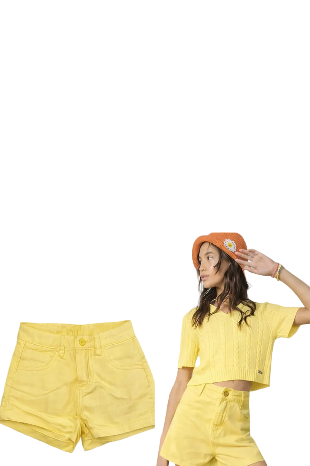 Shorts Infantil Menina Em Brim Com Regulagem