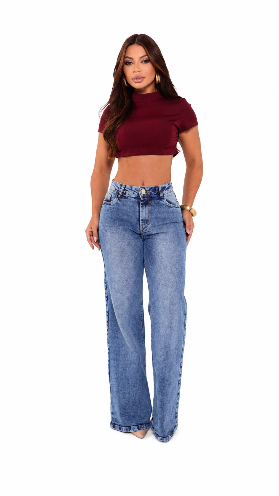 Calça Jeans Wide Leg Feminina Cintura Alta Premium