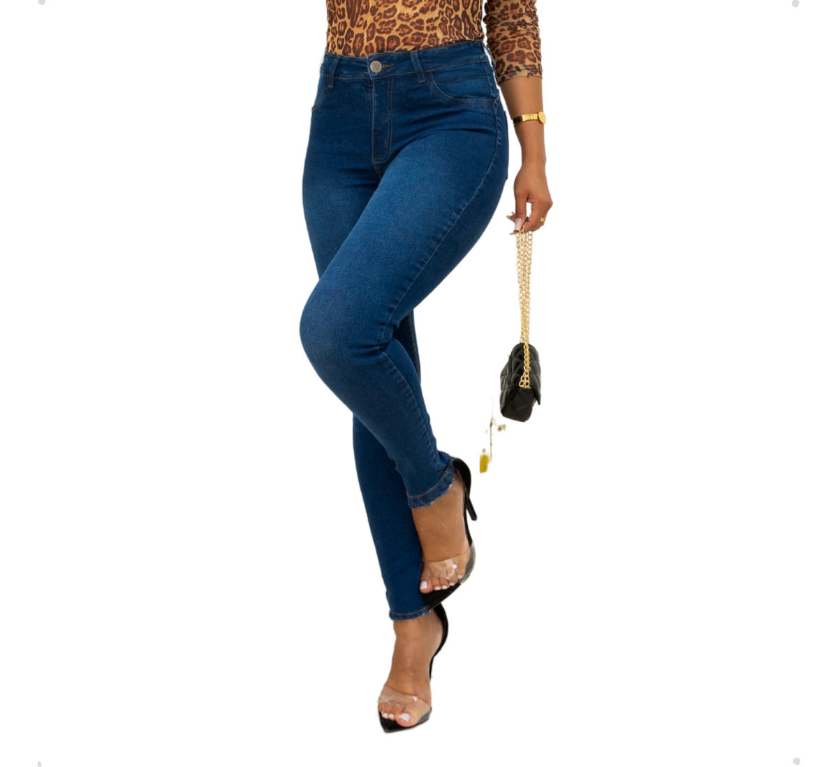 Calça Jeans Cigarrete Cintura Alta Levanta Bumbum Elastano