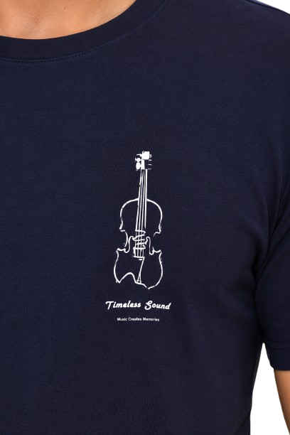 Camiseta Masculina Estampada Violino Timeless Sound Premium Manga Curta Casual