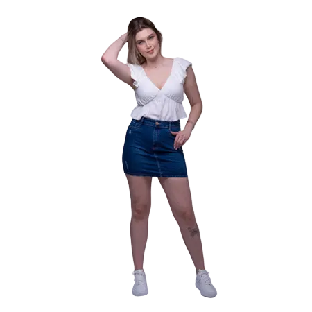 Saia Jeans Feminina com Cintura Alta Osten Jeans