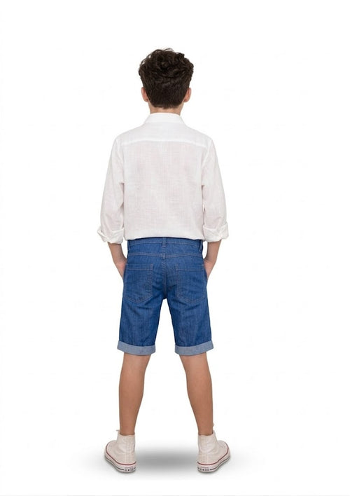 Bermuda Skinny Barra Dobrada Jeans Médio