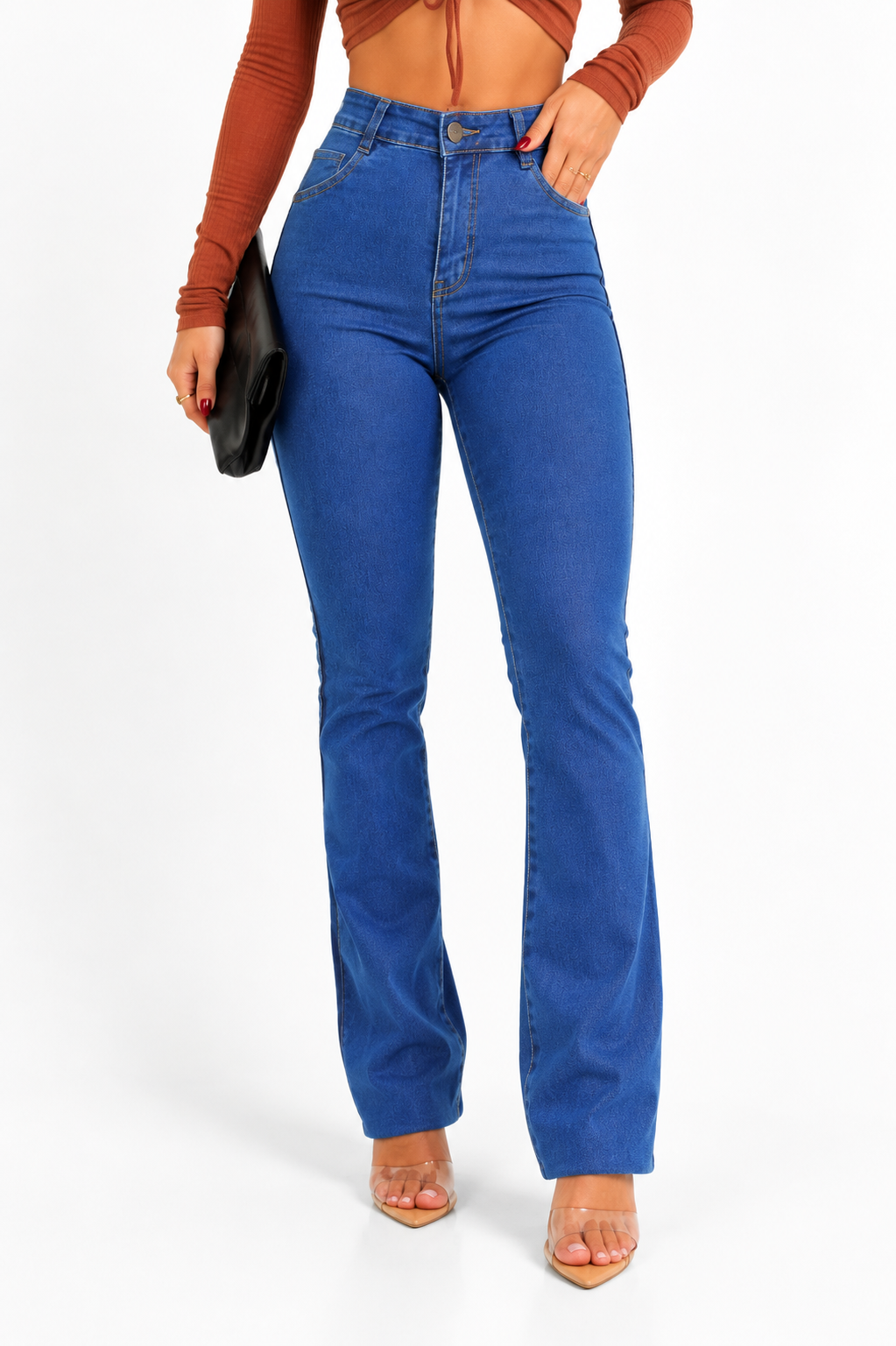 Calça Flare Feminina Jeans Cintura Alta Modeladora Premium