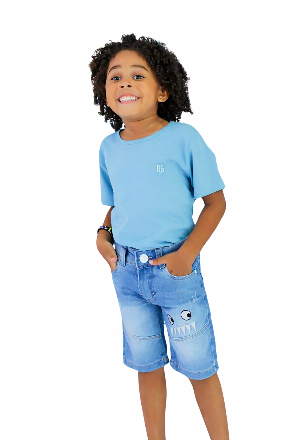 Bermuda Jeans Masculina Infantil C/ Bordado