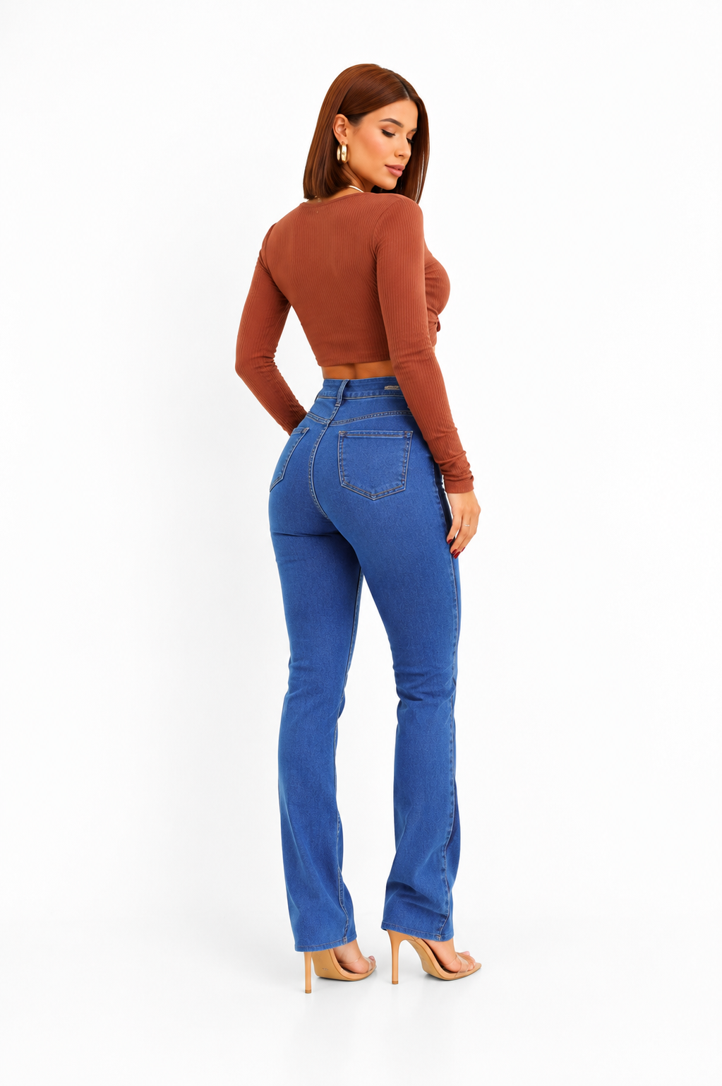 Calça Flare Feminina Jeans Cintura Alta Modeladora Premium