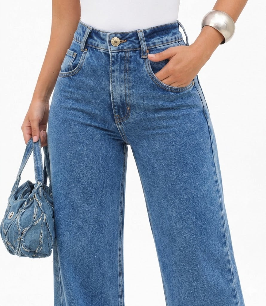 Calça Feminina Wide Leg Cintura Alta