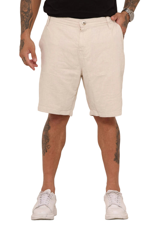 Bermuda Masculina em Linho Bege Casual