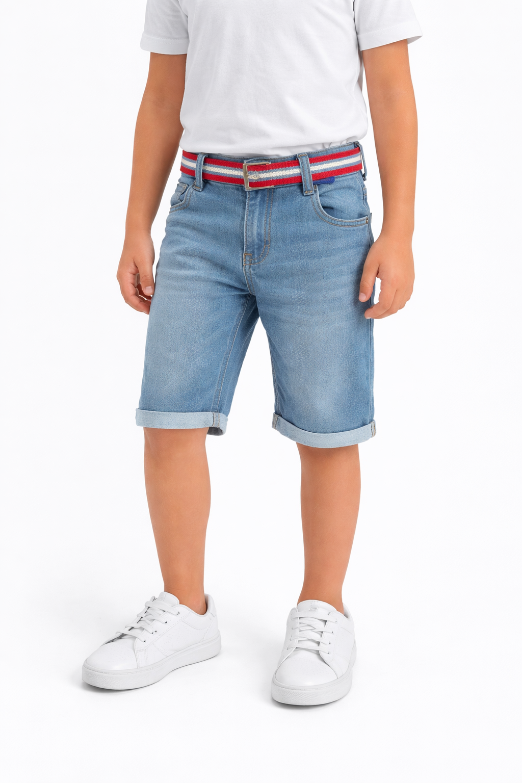 Bermuda Jeans Infantil Menino com Cinto Confortável Estilo Casual