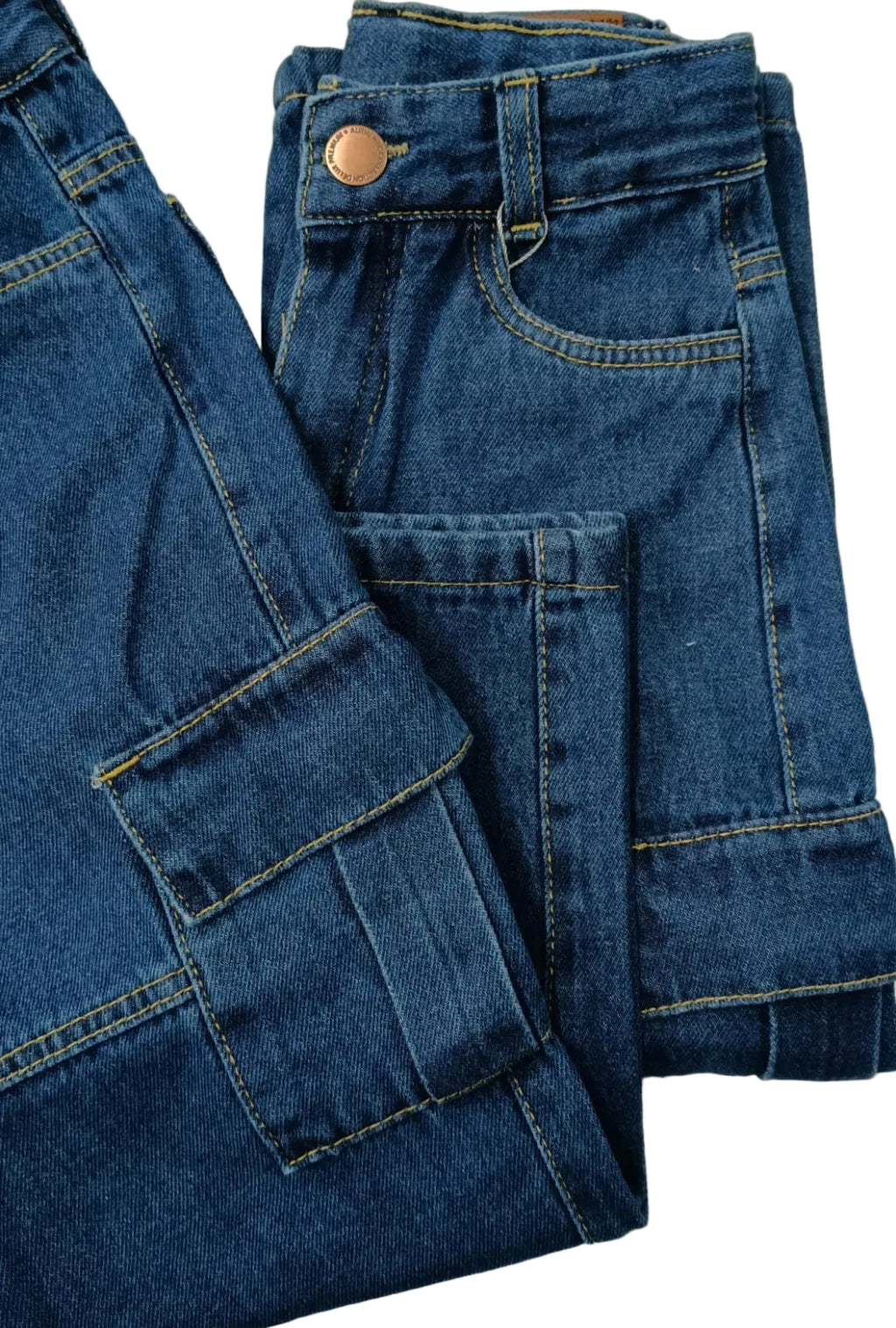 Calça Infantil Masculina Cargo Jeans Premium com Bolsos Laterais