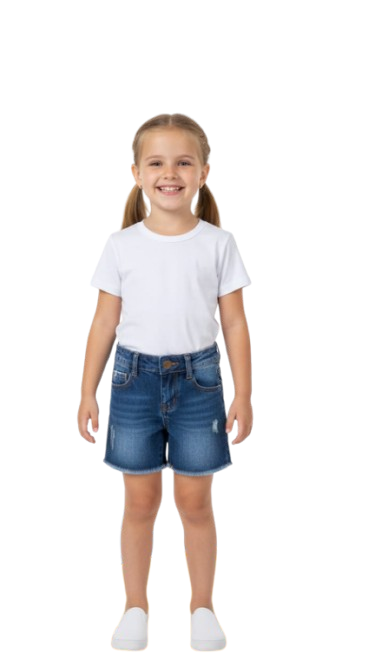 Shorts Jeans Infantil Azul Medio Menina