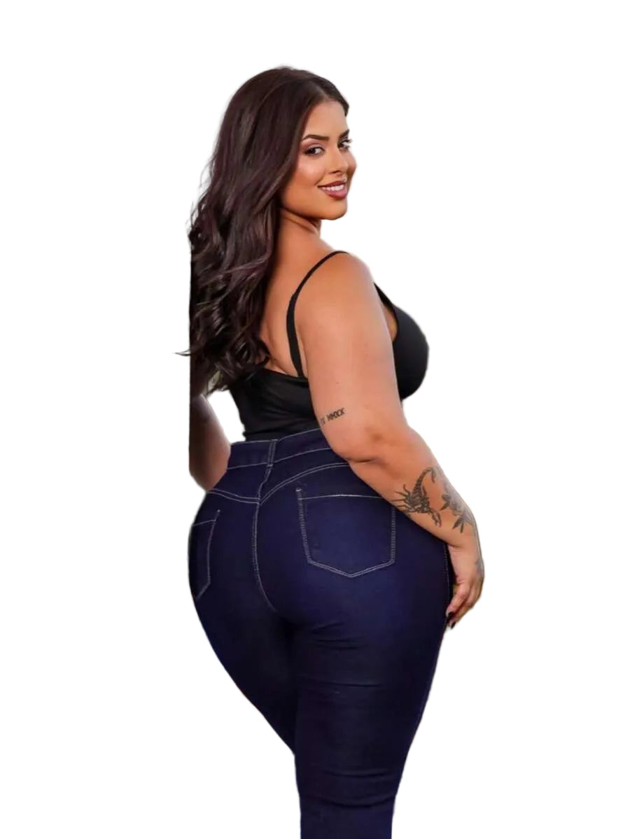 Calça Jeans Feminina Flare Plus Size Com Lycra Retrô moda