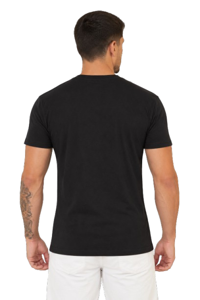 Camiseta Masculina Preta Estampada Manga Curta Casual