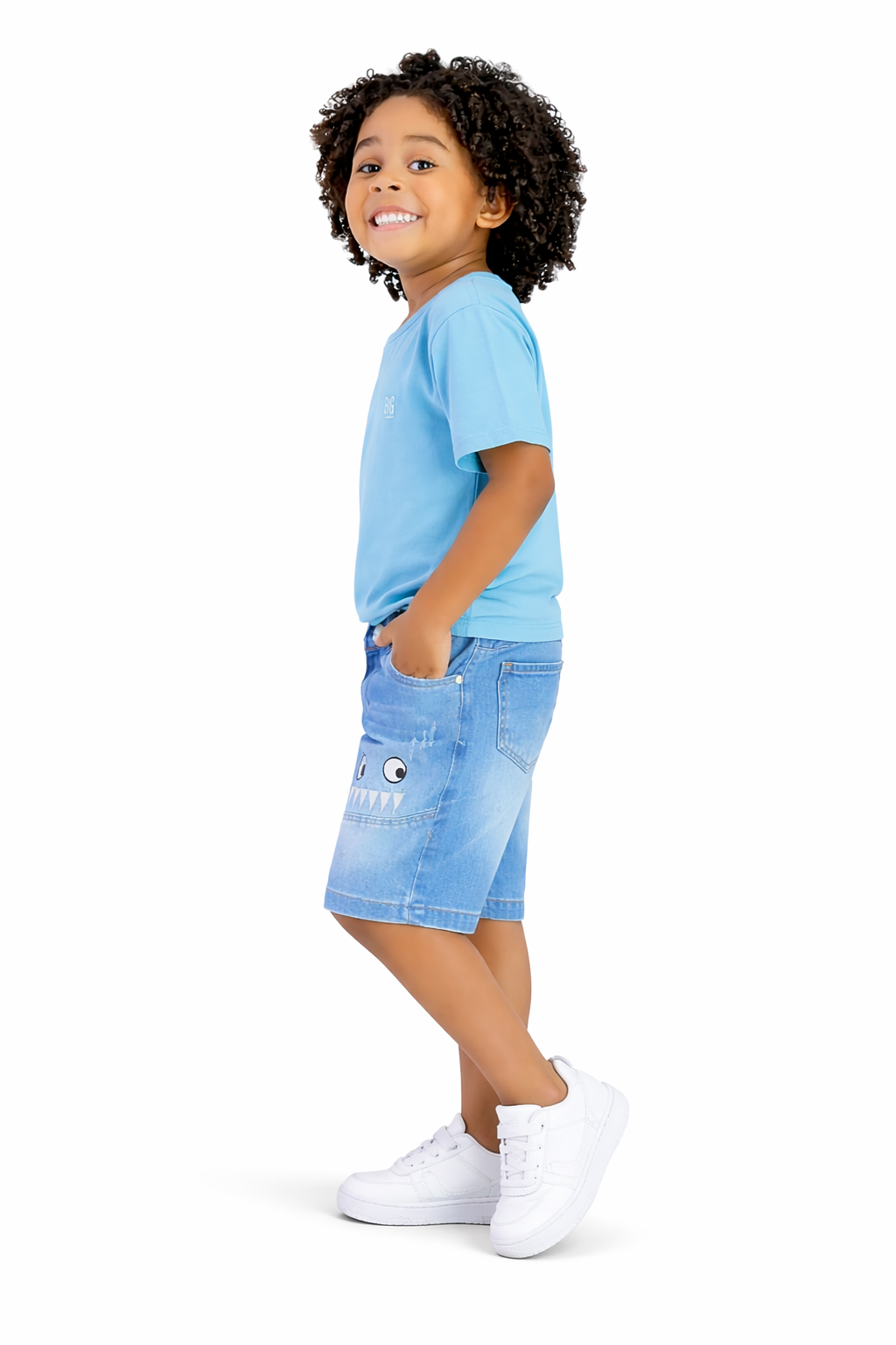 Bermuda Jeans Masculina Infantil C/ Bordado
