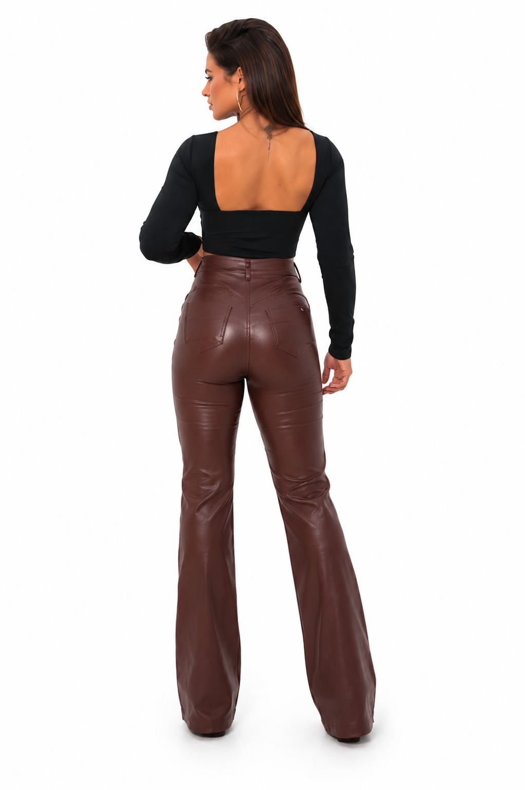 Calça Flare Feminina Resinado Marrom