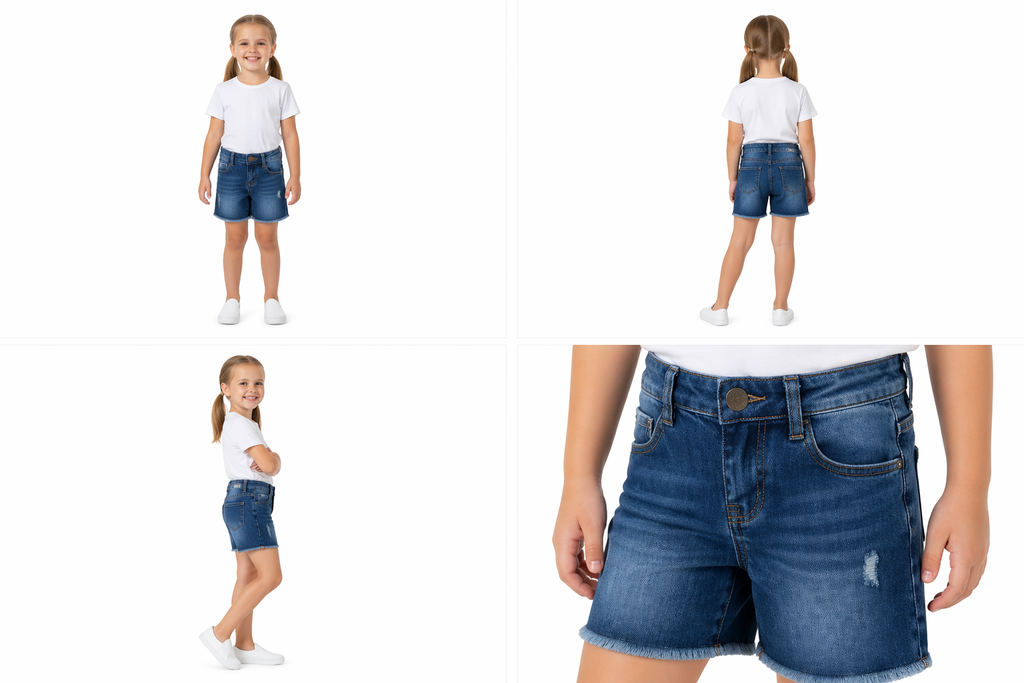 Shorts Jeans Infantil Azul Medio Menina