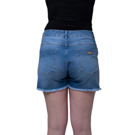 Short Jeans Osten Feminino Cintura Alta Barra Desfiada