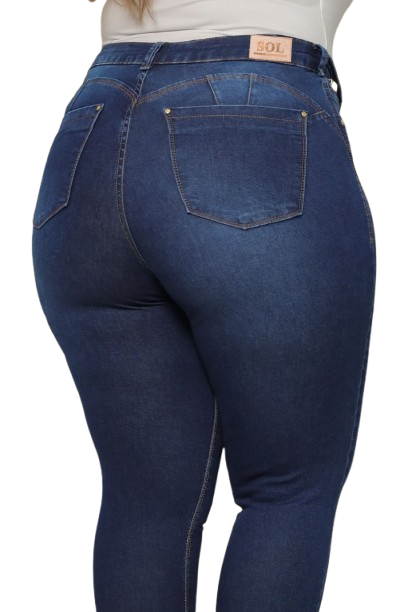 Calça Jeans Cigarrete Plus Size Super Lipo Cintura Alta Modeladora Feminina com Elastano