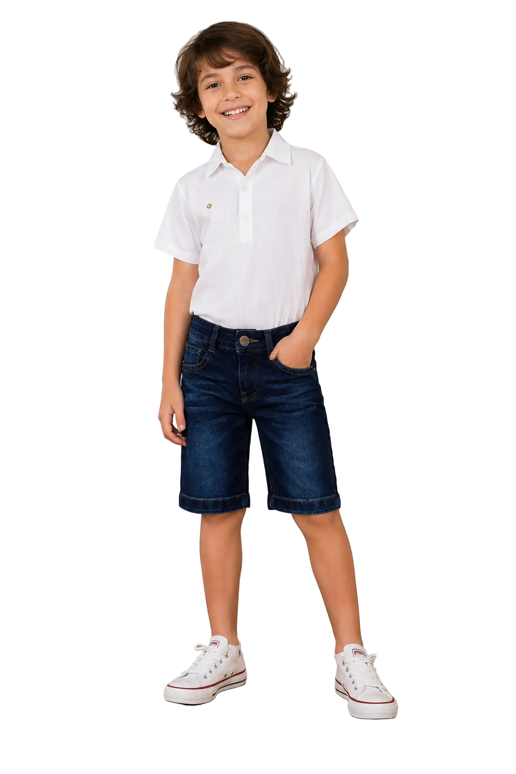 Bermuda Jeans Infanto Menino Lavagem Escura