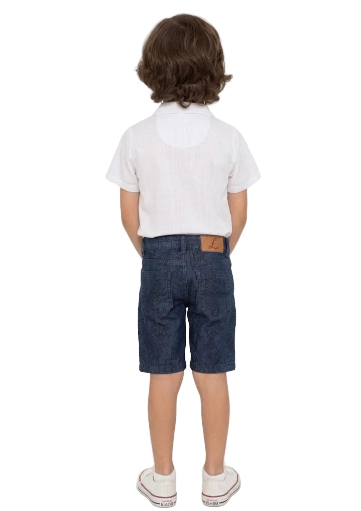 Bermuda Infantil Jeans Escuro Algodão