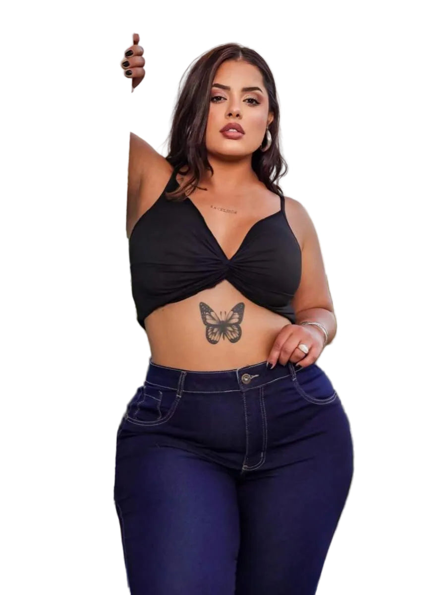 Calça Jeans Feminina Flare Plus Size Com Lycra Retrô moda