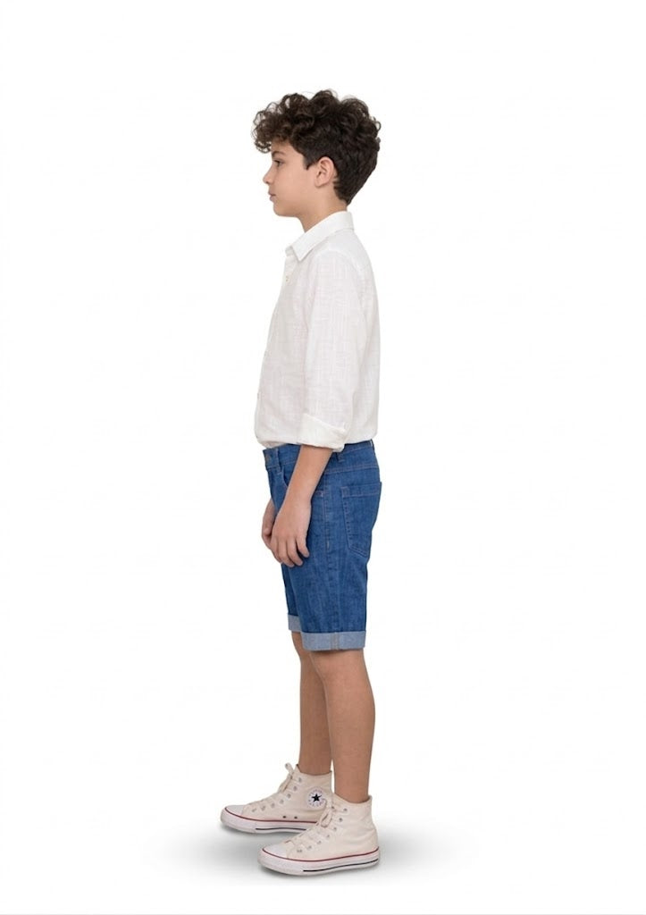 Bermuda Skinny Barra Dobrada Jeans Médio