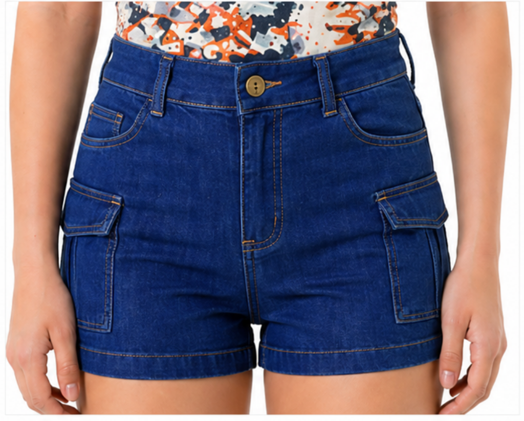 Shorts Feminino Infantil Com Bolso