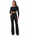 Calça Flare Feminina Resinado Preto