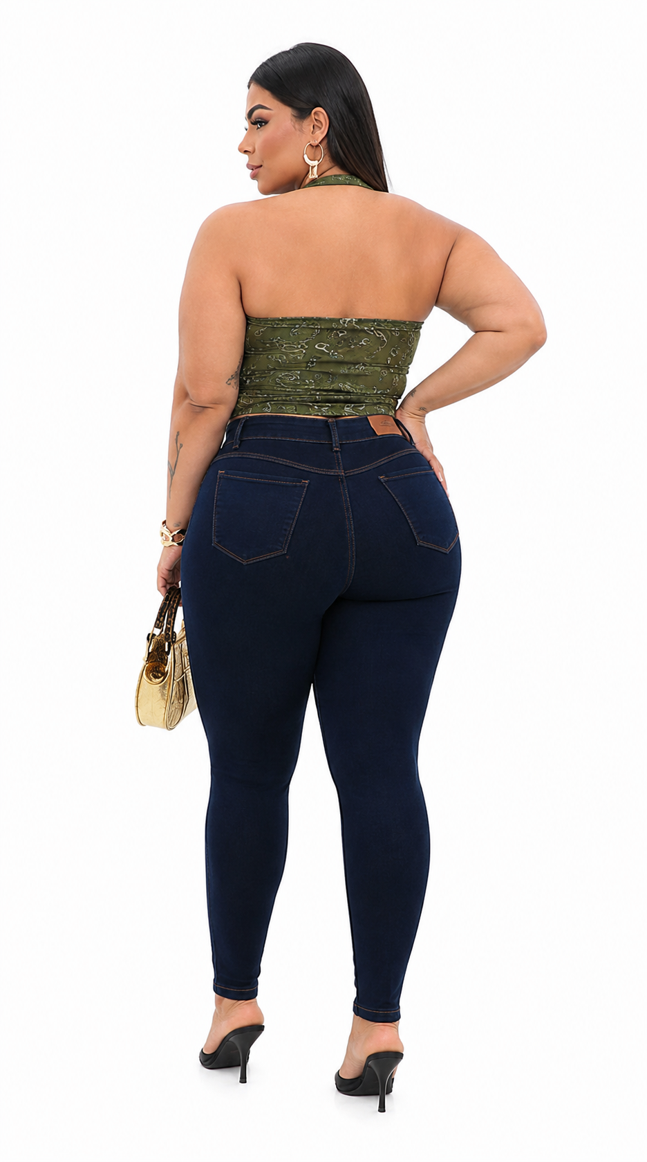 Calça Feminina Skinny Plus Size Escura