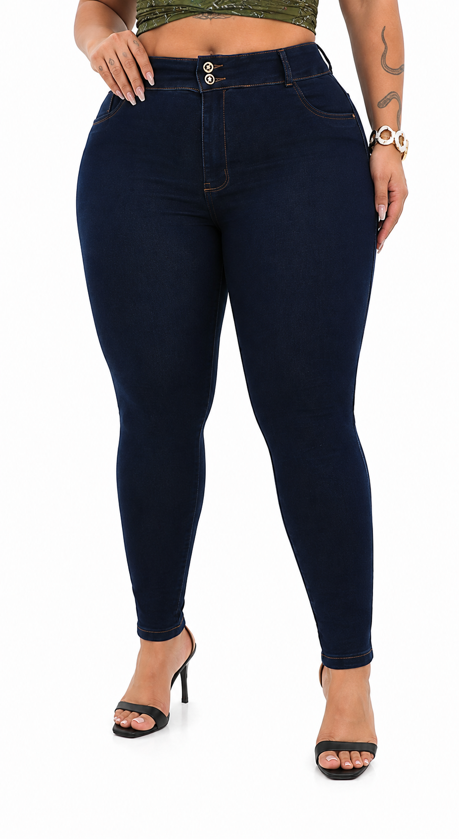 Calça Feminina Skinny Plus Size Escura