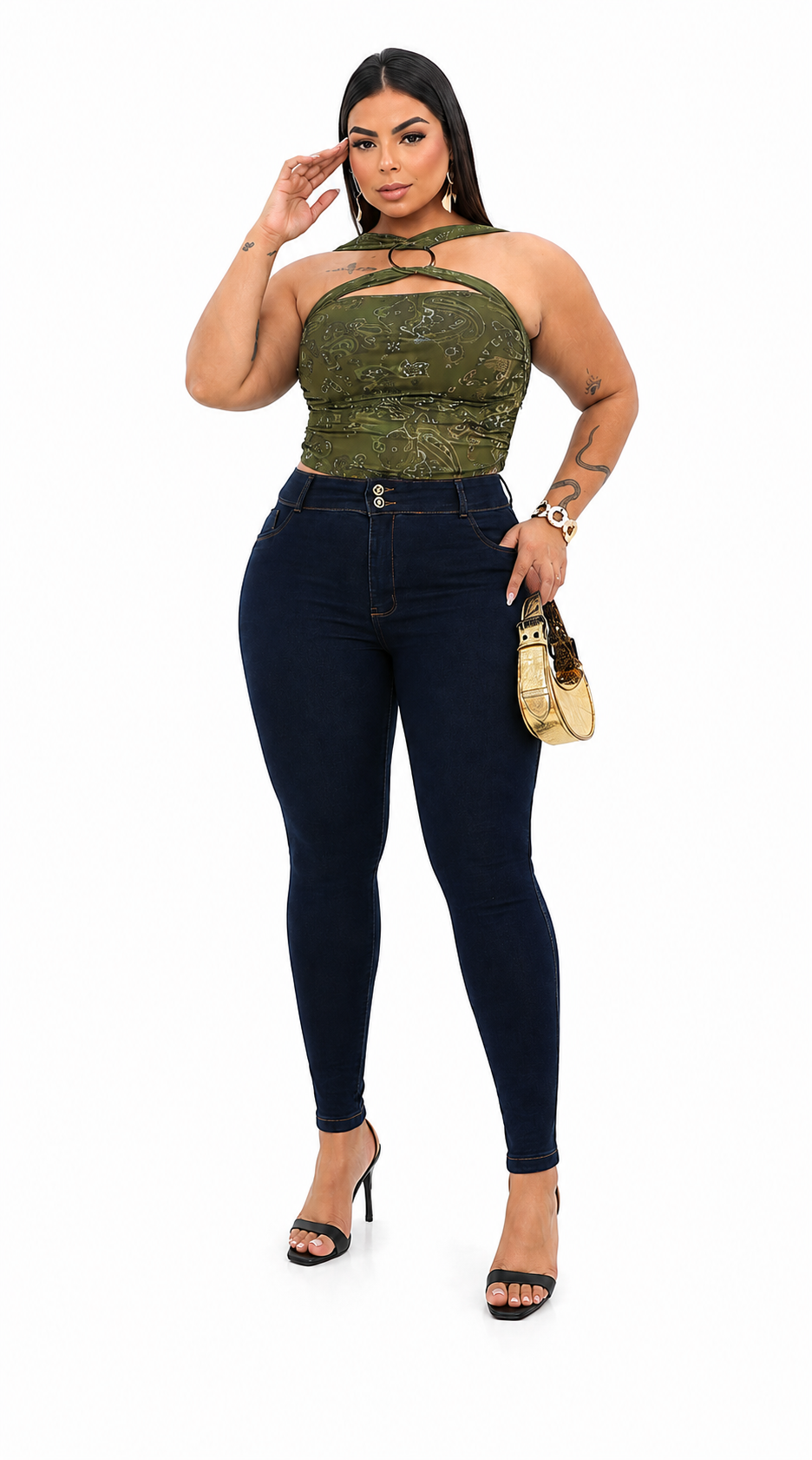 Calça Feminina Skinny Plus Size Escura