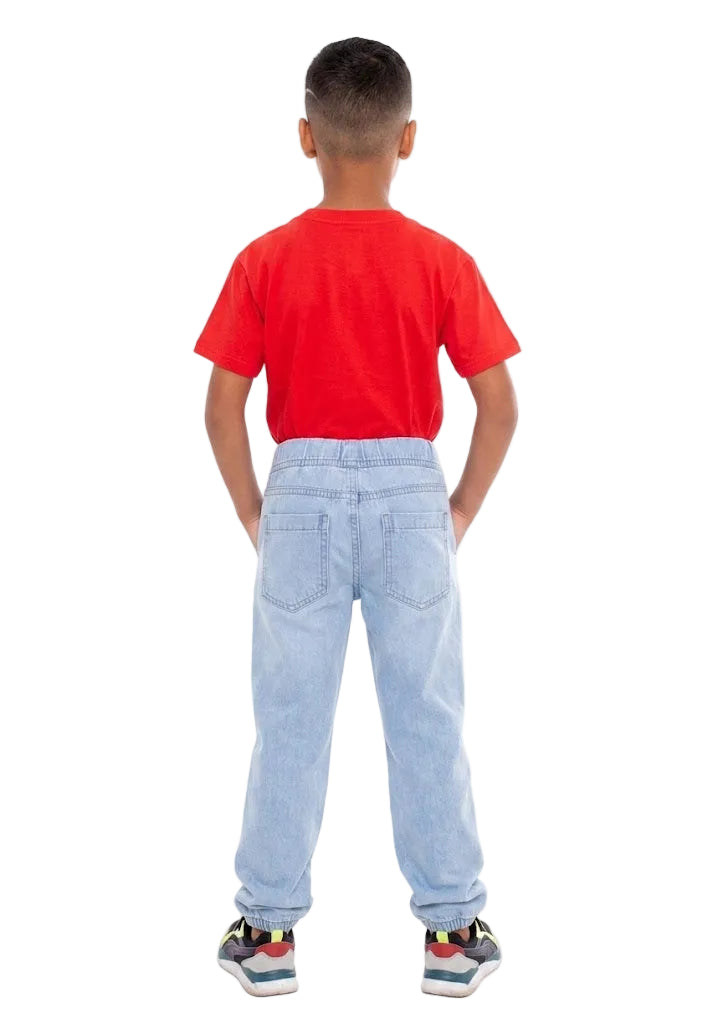 Calça Infantil Jogger Estampada Azul Clara