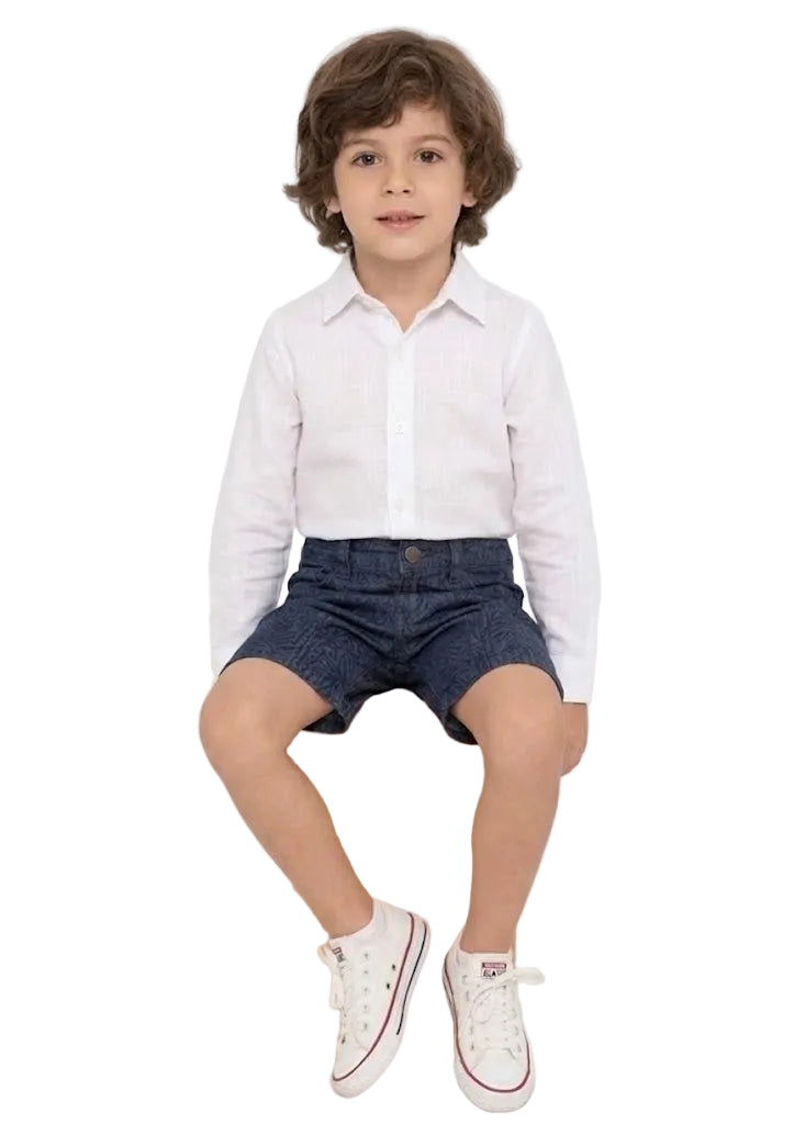 Bermuda Infantil Jeans Escuro Algodão