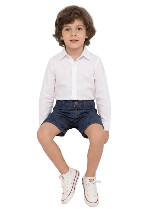Bermuda Infantil Jeans Escuro Algodão