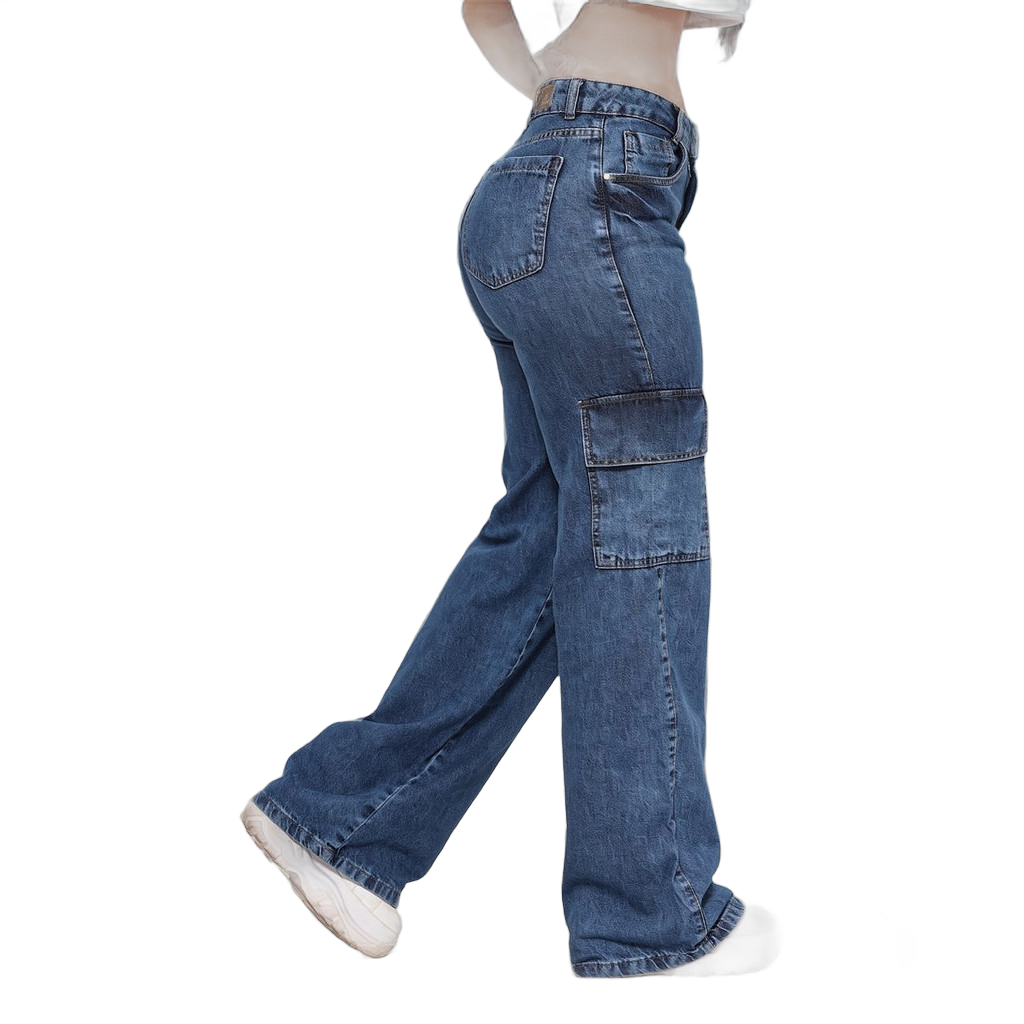Calça Jeans Feminino Cargo Levanta Bumbum
