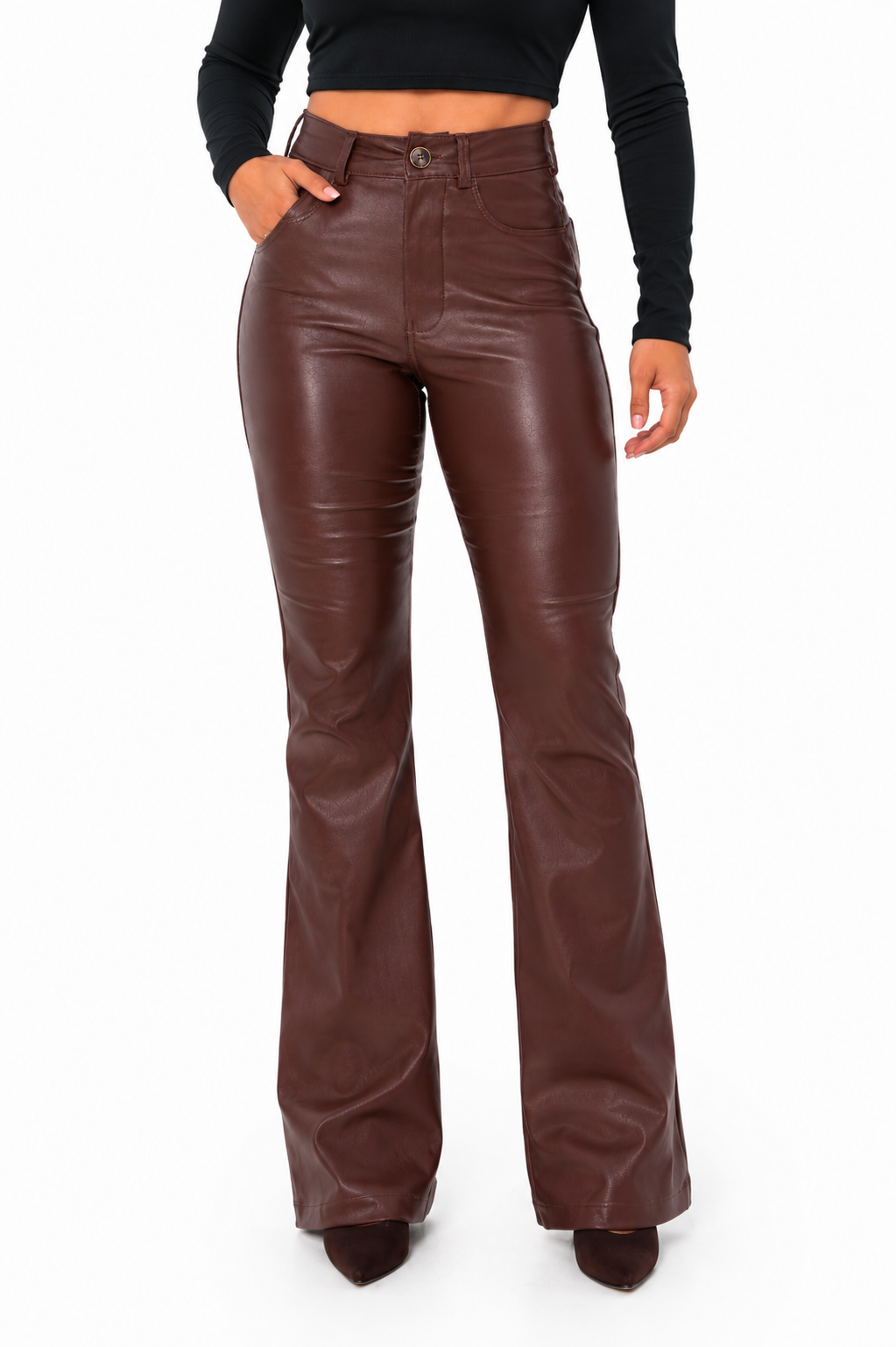 Calça Flare Feminina Resinado Marrom