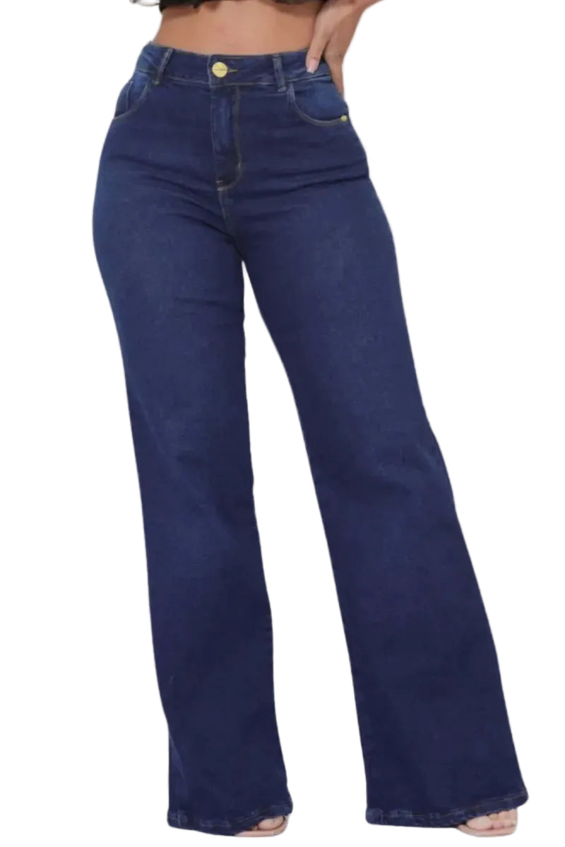 Calça Jeans Feminina Wide Leg Cintura Alta Sol Jeans