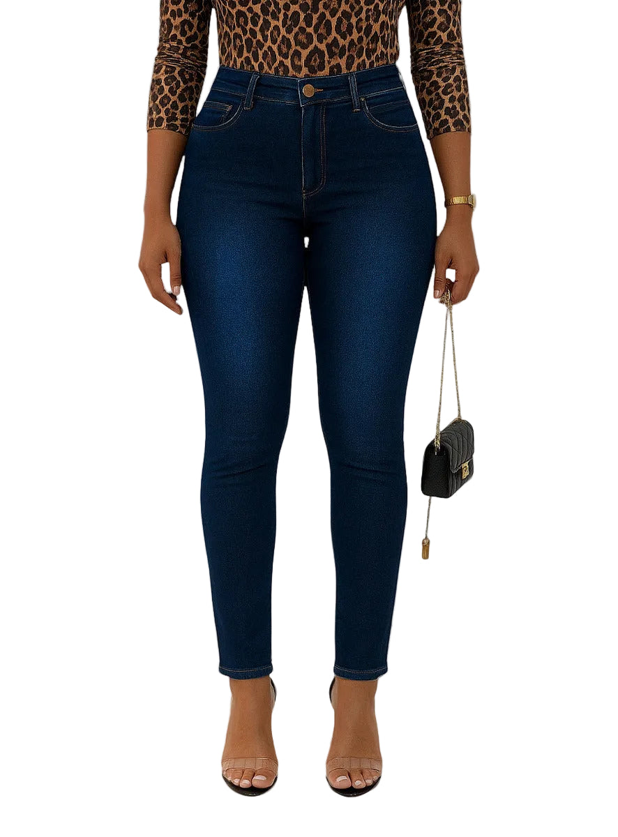 Calça Jeans Cigarrete Cintura Alta Levanta Bumbum Elastano