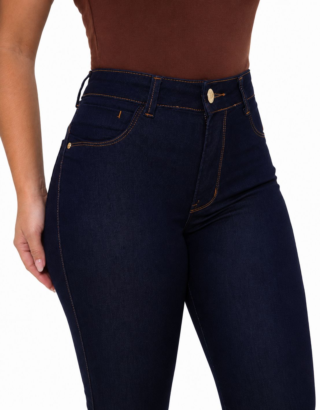 Calça Jeans Feminina Skinny Cintura Alta com Elastano